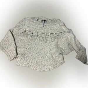 KENSIE |  Cream multi colored Cowl Neck Sweater with Fringe
